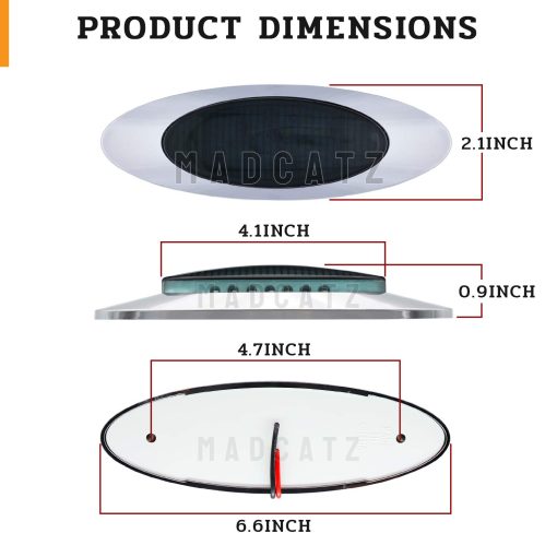 23 Luces Marcadoras Laterales de 6.5 pulgadas de Lente Ahumada en ambar con 16 luces LED ovales de MadCatz para Remolque de Camiones Paquete de 23 - Imagen 3