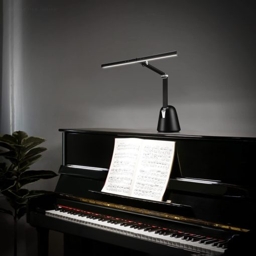 Luces de Piano ESCENA para Piano Vertical, 12W Profesional Led de Cuidado Ocular con Atenuacion Automatica, 3000K-6000K, Temporizador de 2H CRI 95, Luz de Soporte para Musica Regulable, Base Estable, Certificado ETL, Negro