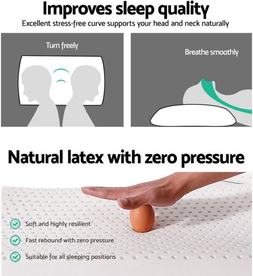 Almohada de Latex Talalay Premium 100% Natural, Almohada de Espuma de Latex Firme Intermedio Ayuda a Aliviar la Presion, Dolor de Cuello y Hombros, Sin Quimicos Toxicos de Espuma de Memoria, El Mejor Regalo (King (Extra Suave)) - Imagen 4