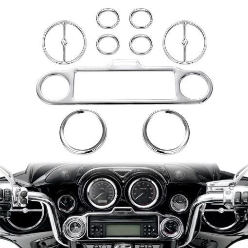 9 PCS Juego de Aros de Adorno para Estereo de Velocimetro y Altavoz Compatible con Harley Davidson Electra Street Glide Ultra Classic Modelos 1986-2013