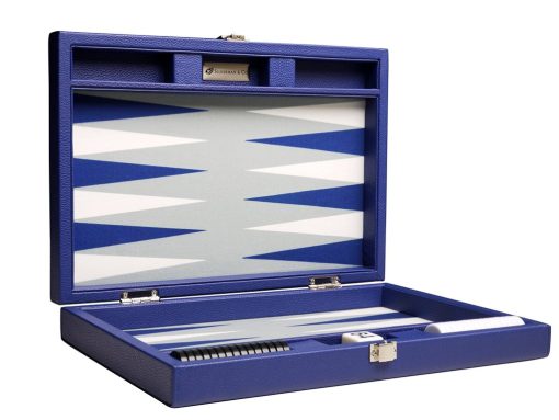 Juego de Backgammon Premium de 13 pulgadas - Tamano de Viaje - Tablero Azul indigo