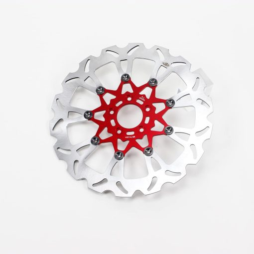 Disco de freno delantero flotante POWERJAMES Rojo de 14.0"  para Harley Davidson Softail Dyna Sportster FL FX XL con Montaje de Circulo de Pernos de 3.25" (Rojo Interno) - Imagen 3