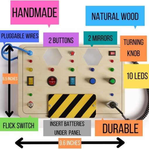 Tablero de Actividades Montessori Crown Display para Ninos Pequenos Juguetes Sensoriales de Madera para Ninos Pequenos con Botones LED Iluminados Cables Enchufables Regalos para Bebes de 3 Anos - Juguetes Educativos para Ninos y Ninas - Imagen 3