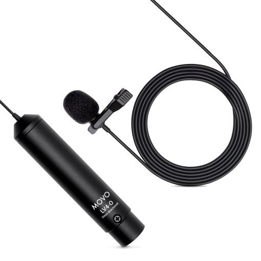 Microfono Lavalier Movo LV4-O con Phantom Power Omnidireccional XLR - Ideal para Filmar, Podcast, Livestream, Entrevistas o Grabaciones en YouTube