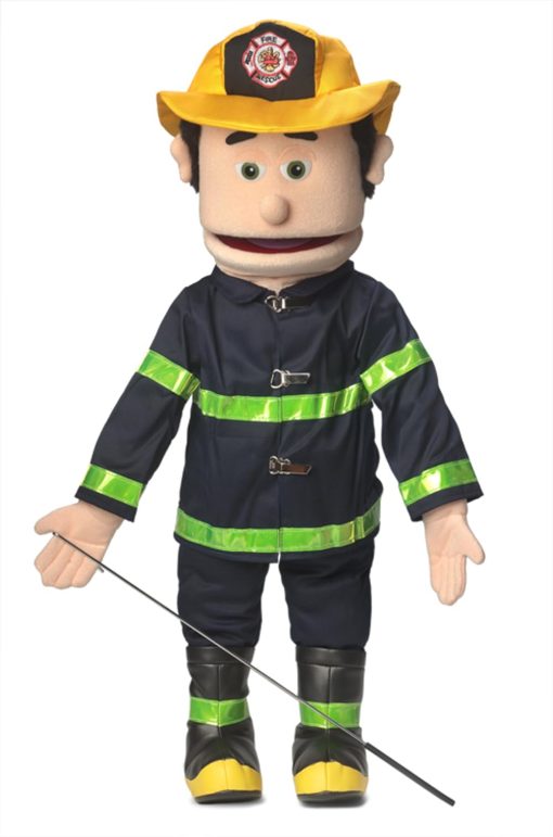 Marioneta estilo ventrilocuo de cuerpo completo de bombero de 25 pulgadas, hombre durazno