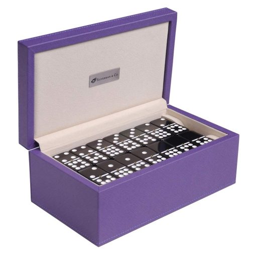 Set de Domino Grande Doble 9 de Silverman & Co. - Estuche Morado