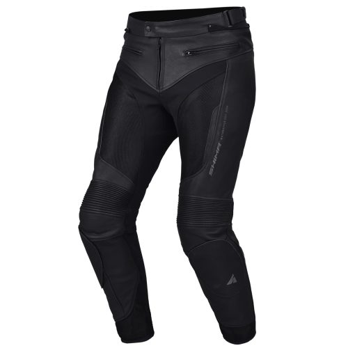 Pantalones de Moto para Hombres SHIMA Piston - Pantalones de Verano de Cuero y Malla con Paneles Elasticos, Protectores CE en Cadera y Rodillas (Negro, Talla 50)