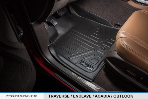 Set de Tapetes para Piso SMARTLINER Negro de 2 Filas Compatible con Chevrolet Traverse 2009-2017 / Buick Enclave 2008-2017 / Saturn Outlook 2007-2010 / GMC Acadia 2007-2016 / GMC Acadia Lmtd 2017 (Estilo de Carroceria Antiguo) (Asiento de Segunda Fila Banco) - Imagen 2