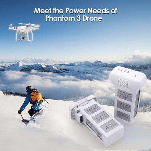 Bateria de reemplazo para DJI Phantom 3, paquete de 2 baterias inteligentes para DJI Phantom 3 Professional, Phantom 3 Advanced, Phantom 3 Standard, Phantom 3 4K, Phantom 3 SE, bateria extendida de 4500mAh - Imagen 5
