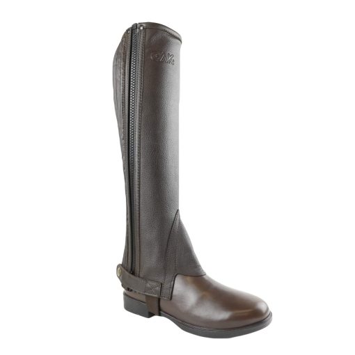 AK Side Zip con Panel Elastico Media Bota de Cuero de Grano Completo para Montar a Caballo AKRS-1022 (8, Marron) - Imagen 2