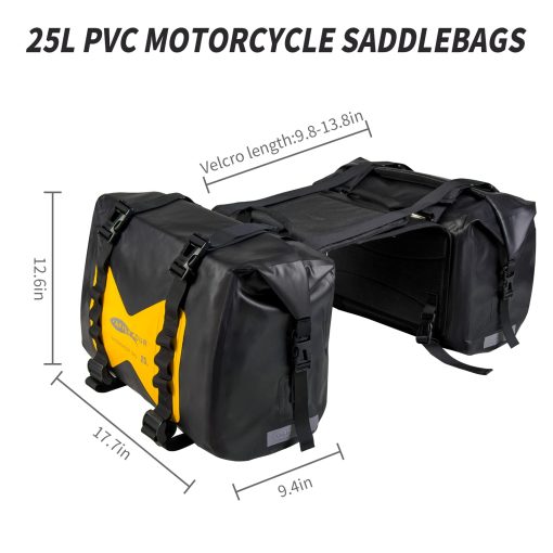 Bolsas de alforjas para motocicleta AFISHTOUR a prueba de agua - 50L Bolsas de equipaje para motocicleta para viajes en motocicleta - Alforjas para motocicleta - Bolsa desmontable para scooter, Honda, Suzuki, Yamaha (Amarillo, Paquete de 2) - Imagen 3