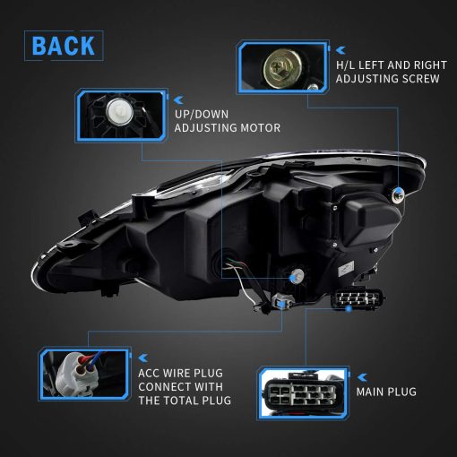 Faros LED VLAND compatibles con Lexus IS250/ IS250C IS350 IS350C IS220d 2006-2012, ISF 2008-2014 con Indicador Secuencial con Proyector con Reflector Claro - Imagen 3