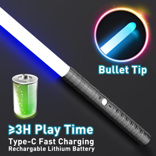 Sables de Luz con Empunadura de Metal, Duelo RGB de 16 Colores, Sonido FX, Doble Hoja, Espada Recargable para Adultos y Ninos, Regalo de Cumpleanos, Accion de Gracias, Navidad, Juguetes Halloween, Cosplay - Imagen 6