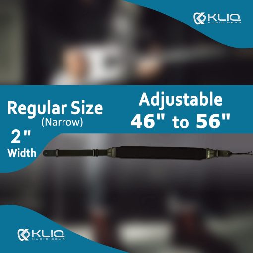 Correa para guitarra KLIQ AirCell, Larga, para bajo y guitarra electrica con almohadilla de neopreno de 3" de ancho y longitud ajustable de 49" a 61" (Larga), Negro - Imagen 6