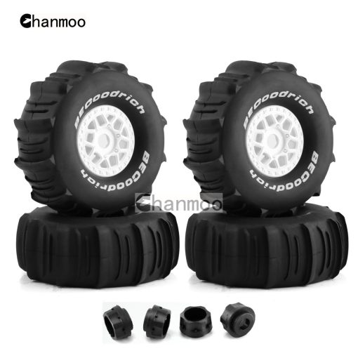 Llantas y ruedas para camion corto de carreras RC 1/7 1/8 con neumaticos de nieve y desierto Rims 17mm Hex Buggy de arena para camion RC todoterreno a escala 1:7 o 1:8 TRAXXAS UDR 85086-4 ARRMA YK4072 DF7 4Pcs (Blanco) - Imagen 3