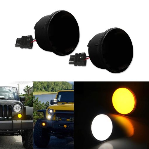 Adiil Luz de senal de giro LED Lente Ahumada ambar/Blanco Flasher con Luces de Circulacion Diurna y Luces de senal de Giro de Estacionamiento para Jeep Wrangler JK y Wrangler Unlimited JKU 2007-2018