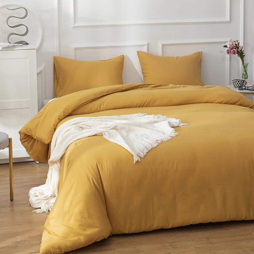 Juego de edredon Houseri Mostaza Amarillo Tamano King Conjuntos de Ropa de Cama Comforter en Amarillo Mostaza Oscuro para Mujeres Ninas Edredon Mostaza Manta Tamano King para Ninos Hombres Conjuntos de Edredon Comforters Tamano King - Imagen 4