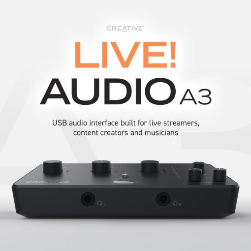 Interfaz de audio USB Creative Live! Audio A3 con grabacion y reproduccion de alta resolucion de hasta 24 bits y 96kHz, con monitoreo directo de cero latencia - Imagen 2