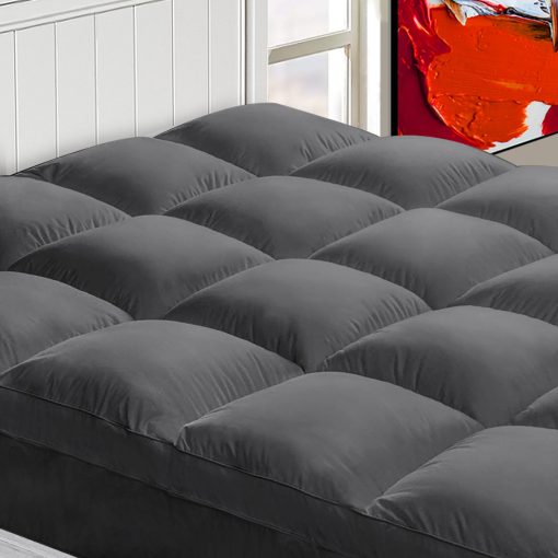 Colchoneta Twin XL para Dolor de Espalda, Cubierta Extra Gruesa para Colchon, Parte Superior de Almohada Esponjosa, Bolsillo Elastico Profundo, Gris