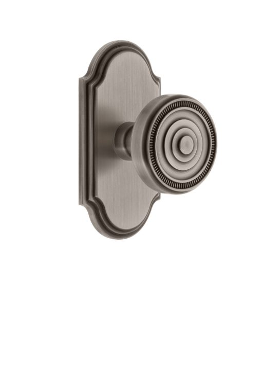 Placa de Paso Grandeur 811274 con Perilla Soleil en Peltre Antiguo, 2.375 Pulgadas