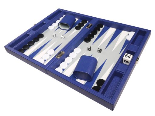 Juego de Backgammon Premium de 13 pulgadas - Tamano de Viaje - Tablero Azul indigo - Imagen 4