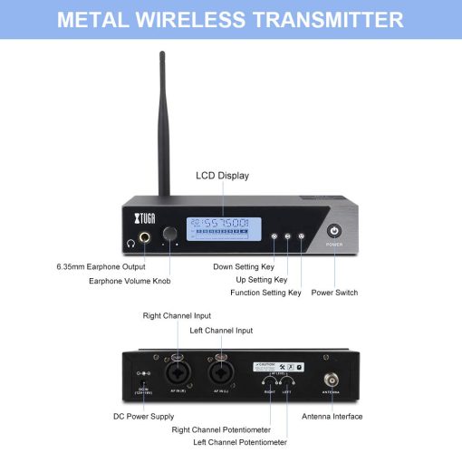 Sistema de monitorizacion inalambrica XTUGA IEM1100 UHF de canal unico en oido Frecuencia seleccionable Sistema de monitorizacion profesional en oido Ideal para escenario, estudio, exhibicion, conferencia, discurso - Imagen 6