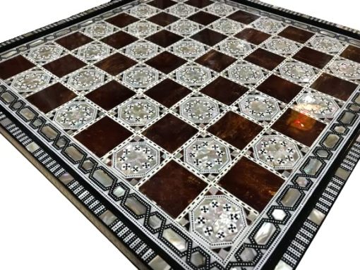 Tablero de ajedrez de nacar egipcio incrustado artesanal (16.8 pulgadas m05)