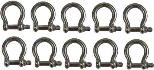 MarineNow 316 Acero Inoxidable Grillete en Forma de Arco para Ancla, Remolque, Recuperacion Todo Terreno (12 mm (1/2"), Paquete de 10)