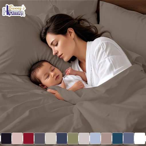 Juego de sabanas individuales Bunny's Home taupe de 1000 hilos de algodon egipcio de 4 piezas con bolsillo extra profundo de 17" - Juego de sabanas de lujo para cama individual de sateen - Imagen 7