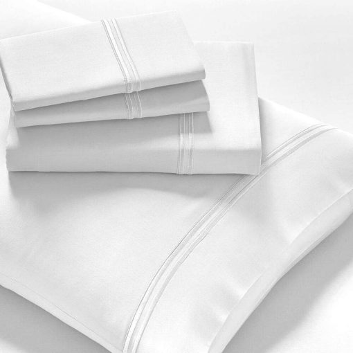 Juego de sabanas PureCare Elements Cool Touch con 100% Tencel, Esquinas de Ajuste Preciso y Fundas de Almohada Envueltas, Queen, Blanco (PCST-Q-WH)
