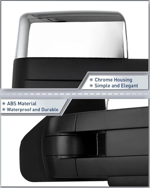 Espejos de Remolque de Reemplazo ECCPP para Ford F150 2007-2014 Cromados con Senal de Giro LED, Calentados y con Luz de Charco - Imagen 3
