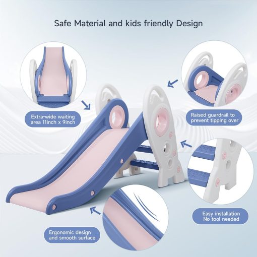 Resbaladilla Plegable para Niños, Facil de Armar y Guardar, Tobogan Mejorado para Interiores/Exteriores para Edades 1+ (Verde) - Imagen 5