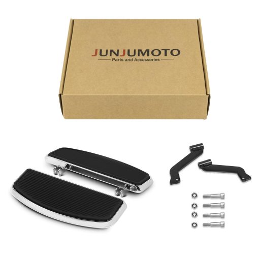 JUNJUMOTO Rider Footboard Floorboard Forma Tradicional Compatible con Harley Touring Electra Glide Road Glide Street Glide Road King y Tri Glide 1986-2024 Softail 1986-2017 Dyna FLD 2012-2016 (Cromo) - Imagen 6