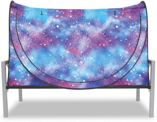 Carpa de Cama de privacidad Pop up Eclipse Bed Tent Bed Drapes (Unicorn Galaxy, Queen) - Imagen 5