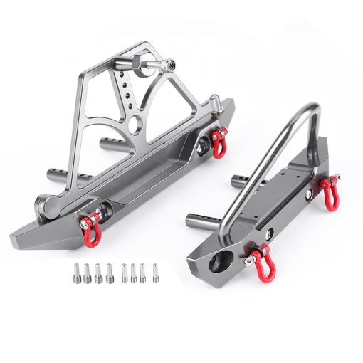 Parachoques para RC Crawler, Juego de Parachoques Delantero Trasero de Metal de Carreras CNC con Porta-llanta de Repuesto para SCX10 SCX10 II - Imagen 6