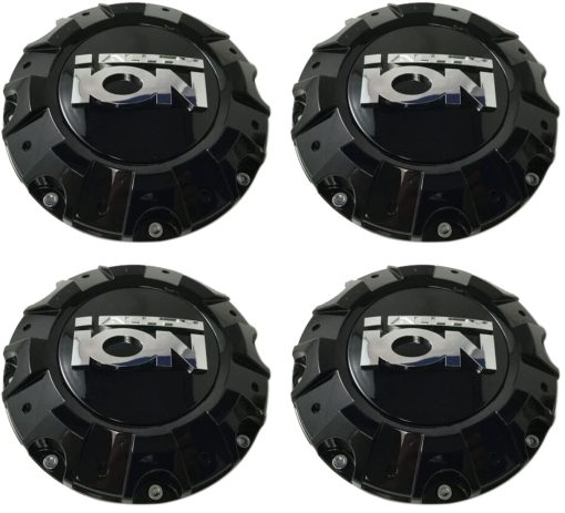 4PCS Tapacubos para Centro de Rueda Ion Alloy 187 Bolt On Negro Brillante C10187B C824401B C10194028B 8.375"
