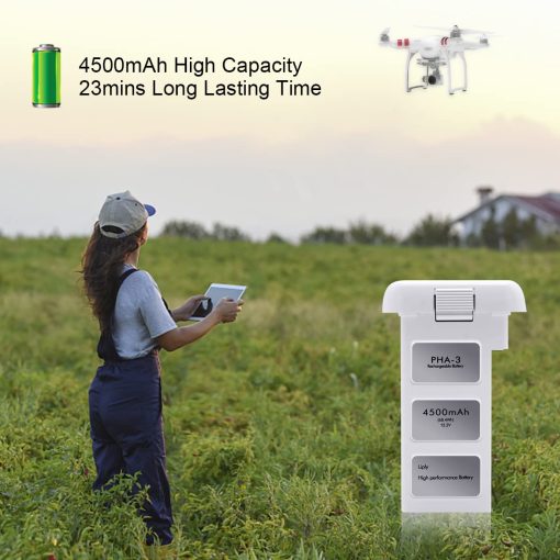 Bateria de reemplazo para DJI Phantom 3, paquete de 2 baterias inteligentes para DJI Phantom 3 Professional, Phantom 3 Advanced, Phantom 3 Standard, Phantom 3 4K, Phantom 3 SE, bateria extendida de 4500mAh - Imagen 6