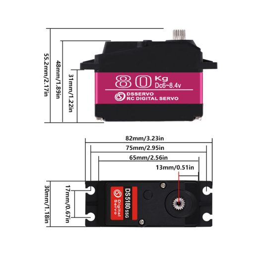 Servo Digital ZOSKAY 80KG 8.4V de Alto Voltaje Metal Gear Alto Torque Alta Velocidad Motor de Servo (270 Grados) - Imagen 4