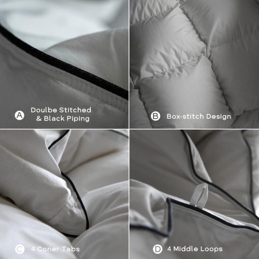 Edredon de lujo de fibra de plumon HYVIF tamaño extragrande para cama King - Relleno de 800 Fill Power para todas las estaciones - Ligero y esponjoso - King extragrande 98" x 120" - Imagen 6
