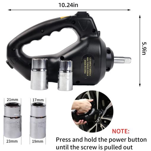 Gato electrico ROGTZ de 5 toneladas 12V con llave de impacto y bomba infladora de neumaticos, Gato hidraulico con luz LED (Negro) - Imagen 5
