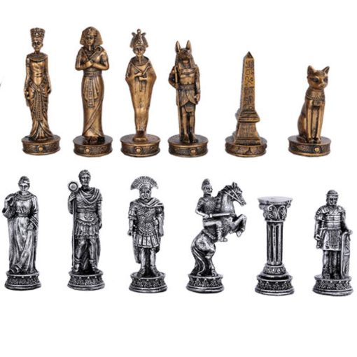 Juego de ajedrez Romanos vs Egipcios de Pacific Giftware con tablero de cristal - Imagen 3