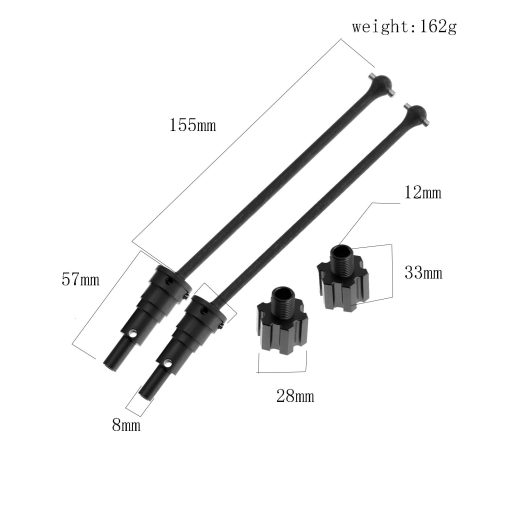 Eje de transmision CVD XMAXX +10mm HappyPark 7750 para 1/5 X Maxx 8S Delantero y trasero, piezas de actualizacion de la serie X-Maxx 6S (Negro), YWH0025 - Imagen 2