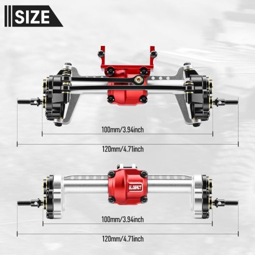 GLOBACT para 1/24 FCX24 Juego de Ejes Delanteros y Traseros del Portal Aumenta Diferencial & Bloqueo de Diferencial Ejes de Metal para FMS FCX24 Power Wagon Smasher Lemur K5 Blazer FCX18 LC80 Upgrade (Plateado) - Imagen 6
