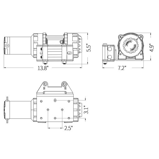 CXRCY 12V 4000 lbs Kits de Winche Electrico con Cuerda de Acero de 3/16"(4.7mm) de Diametro x 32.8'(10m) de Longitud para ATV/UTV para Remolcar Off Road con Control Remoto Inalambrico y Soporte de Montaje - Imagen 5