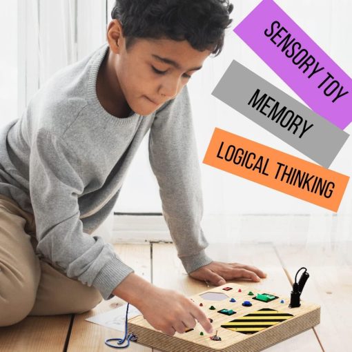 Tablero de Actividades Montessori Crown Display para Ninos Pequenos Juguetes Sensoriales de Madera para Ninos Pequenos con Botones LED Iluminados Cables Enchufables Regalos para Bebes de 3 Anos - Juguetes Educativos para Ninos y Ninas - Imagen 7