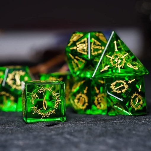 Conjunto de Dados LANGWEI DND, bonitos dados poliedricos D&D verdes de peridoto con caja de regalo, dados de rol para juegos de mesa TRPG Dungeons and Dragons,7 Piezas