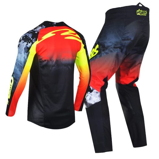 Conjunto de Jersey y Pantalones de Motocross para Hombres Willbros MX Set Offroad Dirt Bike Downhill Enduro Race para Adultos Negro Amarillo Rojo (Jersey L Pantalones 34) - Imagen 5