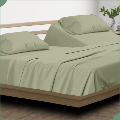 Juego de sabanas divididas para cama ajustable Split King, sabanas para cama Sleep Number Split King de bolsillo profundo, sabanas Split Top King de 34" 400 hilos 100% algodon, sabanas Flex Top, solido de salvia