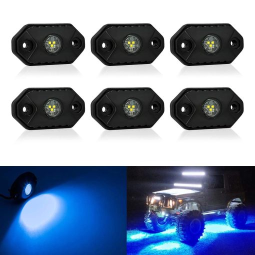 Luces LED Rock TSAUTO a Prueba de Agua IP68 IP69K Lampara de Roca Subacuatica CREE Luz de Acento de Cubierta Debajo del Vehiculo Luces de Reptacion Interior Exterior para Camion Jeep ATV UTV Barco (Azul)