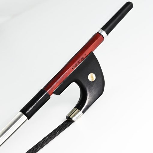 Arco de Contrabajo Vertical 3/4 Tamano Modelo Aleman Palo de Brasil 300BGB 74cm Recto Afinador Suave ebano Rana Pelo de Caballo Negro Profundo y Claro Tono
